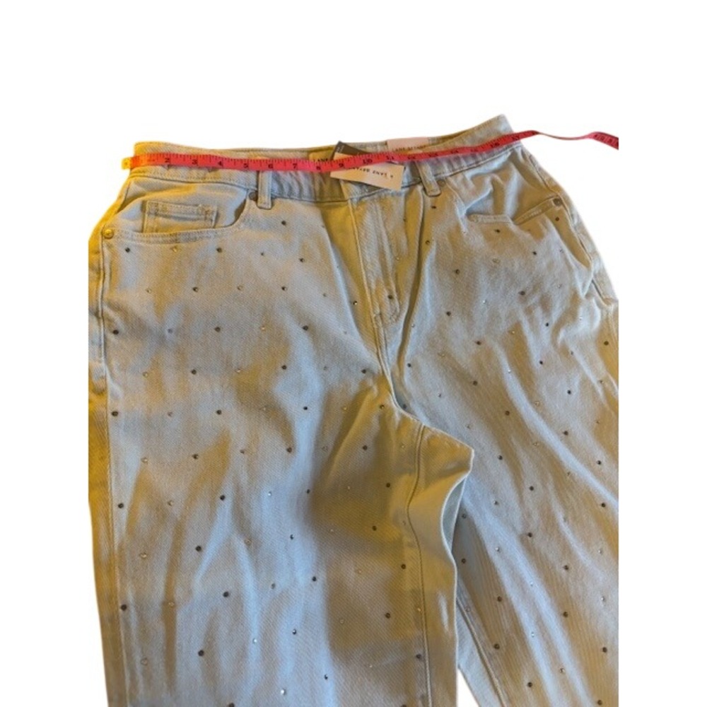 Lane Bryant Boyfriend Capri Jeans Light Wash Rhinestone Mid-Rise Size 12 New - Picture 8 of 10